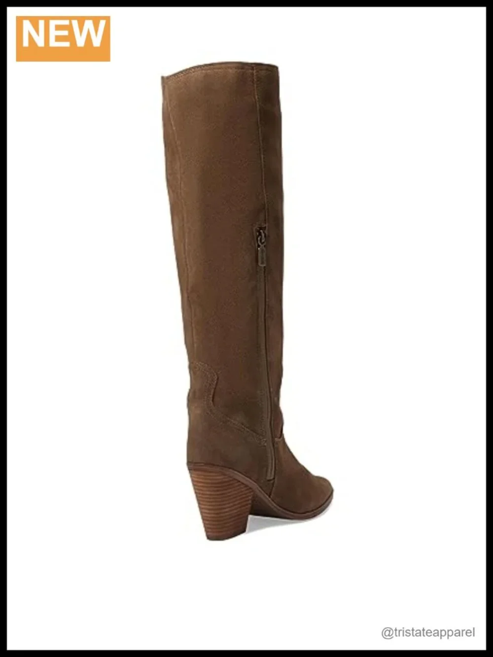 Waterproof Leather Knee-High Western Boots Block Heel Zip